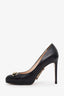 Gucci Black Leather Horsebit Platform Round Toe Heels Size 37.5