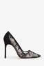 Manolo Blahnik Black Lace Pattern Pumps Size 37.5