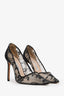 Manolo Blahnik Black Lace Pattern Pumps Size 37.5