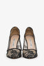 Manolo Blahnik Black Lace Pattern Pumps Size 37.5