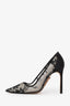 Manolo Blahnik Black Lace Pattern Pumps Size 37.5