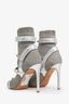 Valentino Silver Cloth Rockstud Ankle Boots Size 37