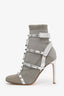 Valentino Silver Cloth Rockstud Ankle Boots Size 37