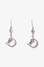 Christian Dior Silver Tone Crystal D Buckle Drop Earrings