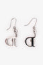 Christian Dior Silver Tone Crystal D Buckle Drop Earrings