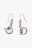 Christian Dior Silver Tone Crystal D Buckle Drop Earrings