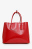 Prada Red Saffiano Vernice Leather Medium Double Handle Tote Bag WIth Strap