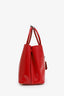 Prada Red Saffiano Vernice Leather Medium Double Handle Tote Bag WIth Strap