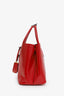 Prada Red Saffiano Vernice Leather Medium Double Handle Tote Bag WIth Strap