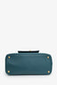 Prada Teal Saffiano Lux Medium Galleria Front Pocket Tote With Strap