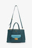 Prada Teal Saffiano Lux Medium Galleria Front Pocket Tote With Strap