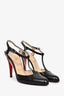 Christian Louboutin Black Leather T-Strap Heels Size 38.5