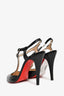 Christian Louboutin Black Leather T-Strap Heels Size 38.5