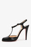 Christian Louboutin Black Leather T-Strap Heels Size 38.5