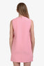 Christian Dior Pink Wool/Silk Bee Embroidered Sleeveless Shift Dress Size 4