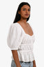Ulla Johnson 2022 White Linen Ruched Short Sleeve Top Size 2
