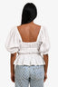 Ulla Johnson 2022 White Linen Ruched Short Sleeve Top Size 2