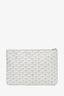 Goyard 2017 White Goyardine Zip Senat Pouch MM
