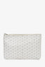 Goyard 2017 White Goyardine Zip Senat Pouch MM