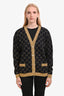 Gucci Black/Gold GG Glitter Rib Cotton Blend Cardigan Size S