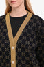 Gucci Black/Gold GG Glitter Rib Cotton Blend Cardigan Size S