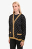 Gucci Black/Gold GG Glitter Rib Cotton Blend Cardigan Size S