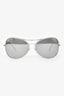Pre-Loved Chanel™ Silver Tone Metal Frame Glitter Aviator Sunglasses