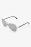 Pre-Loved Chanel™ Silver Tone Metal Frame Glitter Aviator Sunglasses