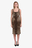 Dolce & Gabbana Brown/Black Leopard Sleeveless Midi Dress Size IT 42