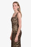 Dolce & Gabbana Brown/Black Leopard Sleeveless Midi Dress Size IT 42