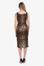 Dolce & Gabbana Brown/Black Leopard Sleeveless Midi Dress Size IT 42
