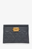Pre-Loved Chanel™ Grey Quilted Caviar Boy Card Holder