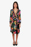 Gucci x Ken Scott Black/Multicolour Silk Floral Print Long Sleeve Mini Dress Size 38