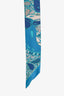 Hermès Blue Silk Millefleurs Du Mexique Print Twilly