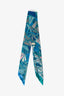 Hermès Blue Silk Millefleurs Du Mexique Print Twilly