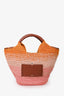 Ba&sh Pink/Orange Raffia/Leather 'Ara' Logo Tote Bag