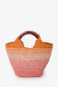 Ba&sh Pink/Orange Raffia/Leather 'Ara' Logo Tote Bag