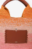 Ba&sh Pink/Orange Raffia/Leather 'Ara' Logo Tote Bag