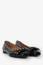 Ganni Black Patent Leather Studded Bow Ballet Flats Size 36