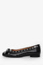 Ganni Black Patent Leather Studded Bow Ballet Flats Size 36