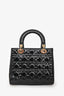 Christian Dior 2019 Black Patent Medium Lady Dior Top Handle