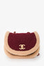 Pre-Loved Chanel™ 2022 Burgundy Tweed/Shearling Interlocking CC Mini Messenger Bag