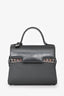 Delvaux Grey Leather Tempête Crush PM Top Handle