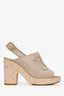 Pre-Loved Chanel™ Beige Leather CC Heeled Clogs Size 36