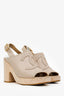 Pre-Loved Chanel™ Beige Leather CC Heeled Clogs Size 36