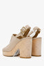 Pre-Loved Chanel™ Beige Leather CC Heeled Clogs Size 36