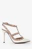 Valentino White Patent Leather Rockstud Cage Heels Size 36.5