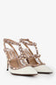 Valentino White Patent Leather Rockstud Cage Heels Size 36.5