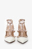 Valentino White Patent Leather Rockstud Cage Heels Size 36.5