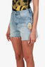 Gucci Blue Embroidered Denim Shorts Size 28
